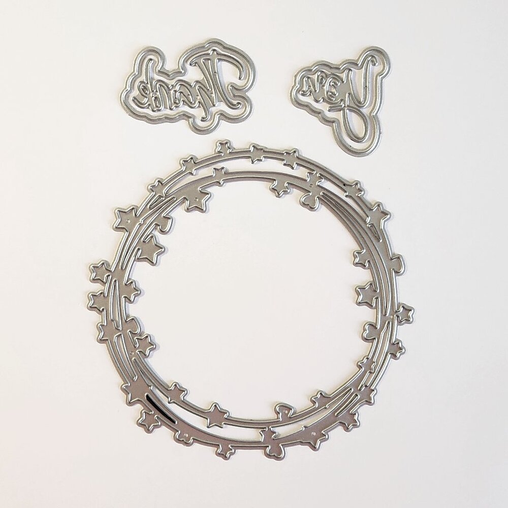 #317 Dies - Layered Circle With Hearts & Stars, Layered Thank You Sentiment